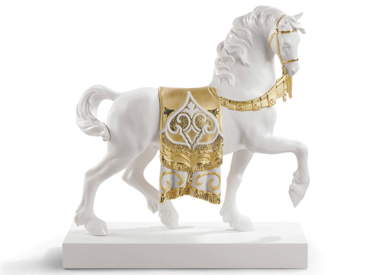 Lladro A Regal Steed - Golden Re-Deco Horse Figurine