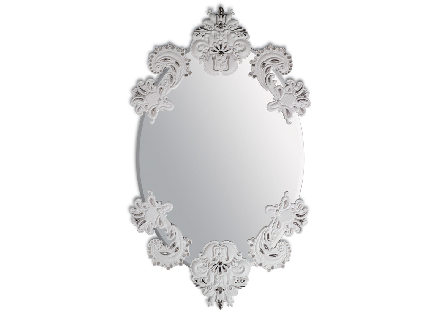 Lladro Oval Mirror Without Frame - White & Silver