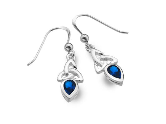 Celtic September Birthstone Earrings - Synthetic Sapphire