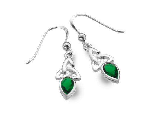 Celtic May Birthstone Earrings - Synthetic Emerald