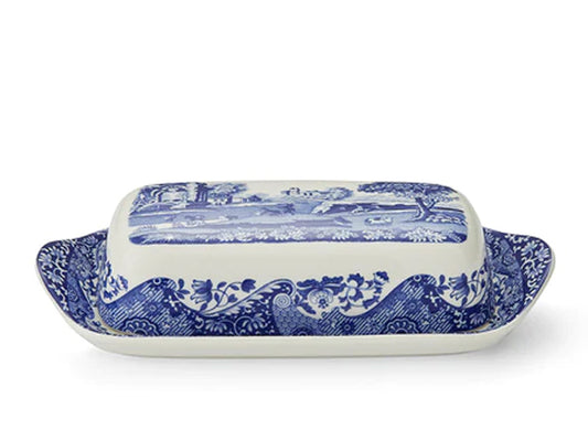 Spode Blue Oblong Butter Dish with lid