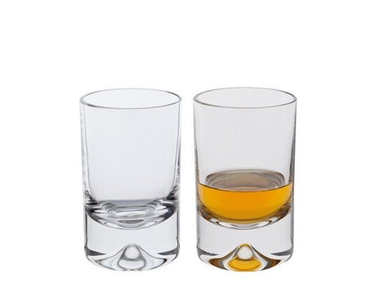 Pair of dartington crystal dimple shot glasses perfect for a shot of of your favourite tipple