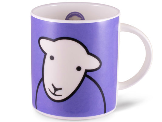 Greet the day with a cheerful "Hello" from Herdy.  Rise and shine, savor your preferred beverage in the purple Herdy Hello mug.  Rest assured, it will set the tone for your day with a delightful smile