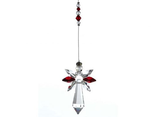 This beautiful handmade crystal guardian angel decoration represents Love, Guidance & Protection  Features a Garnet colour which is the birthstone for January meaning Passion, Desire and Commitment