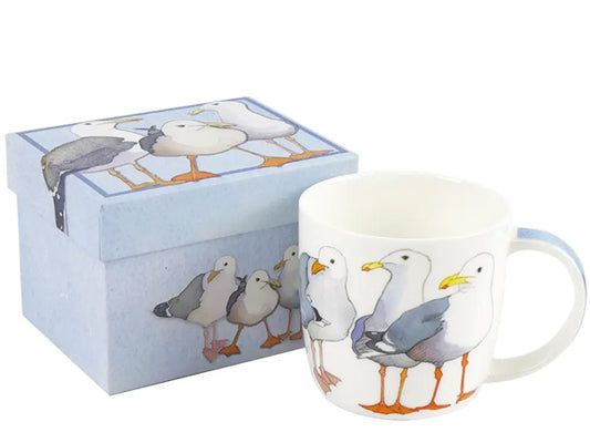 Crafted by Emma Ball, this Fine Bone China mug adorned with Seagulls is tastefully presented in a captivating gift box, making it the ideal gift for a special someone. Dishwasher & Microwave Safe Capacity of 350ml Height 8.5 cm Diameter 9 cm
