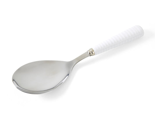 elegant serving spoon is part of Sophie Conran's white range, with a rippled porcelain handle & stainless steel spoon