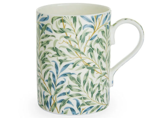  Adorned with the iconic William Morris Willow Bough pattern, elegantly enveloping the tall mug in shades of green, it offers seamless detailing as the pattern gracefully follows the curve of the cup handle.