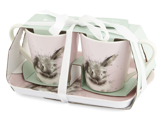 Royal Worcester Wrendale Mug & Tray Set - Bathtime / Rabbit