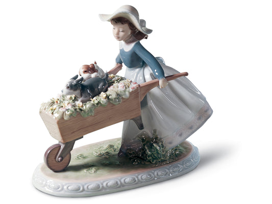 Lladro A Barrow of Fun - Girl & Flowers Figurine