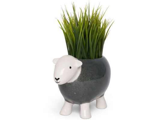 Grey Herdy planter, shaped like a sheep 