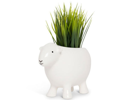 White Herdy planter, shaped like a sheep