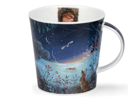 Cairngorm shape dunoon mug illustrated at twilight with animals 