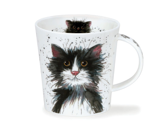 Dunoon Lomond Catter Splatter Black & Whit Cat Mug