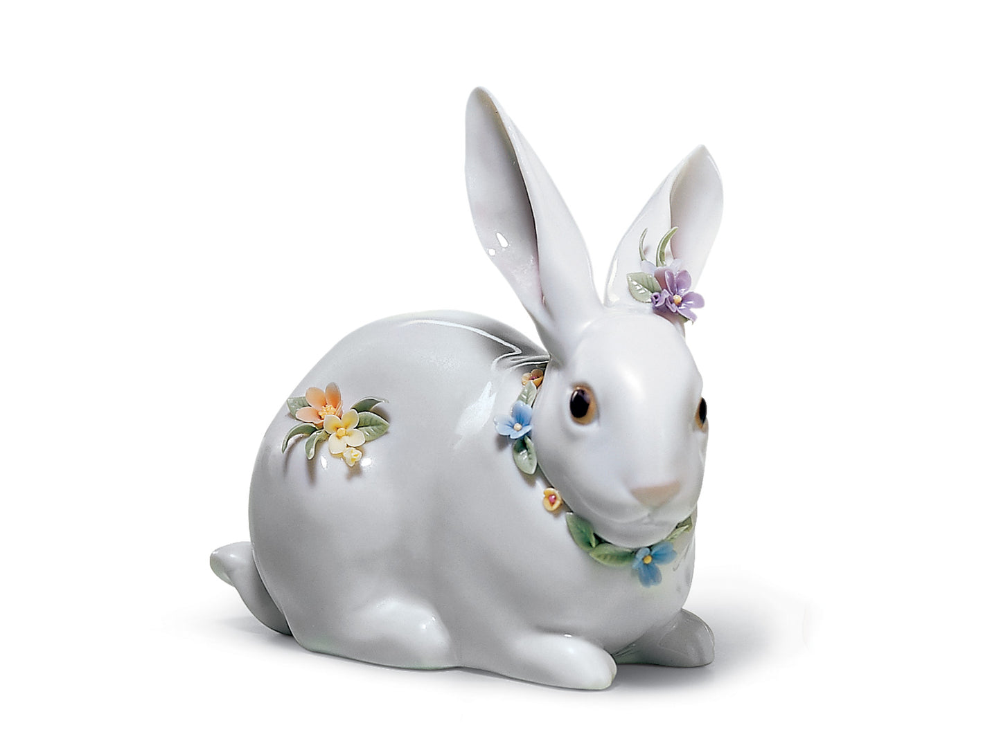 Lladro Attentive Bunny with Flowers