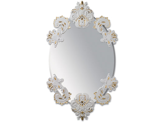 Lladro Oval Mirror Without Frame - White & Gold