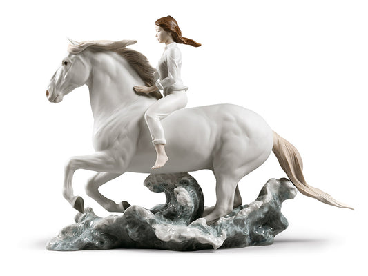 Lladro Porcelain Riding Her Horse On The Seashore 01009371