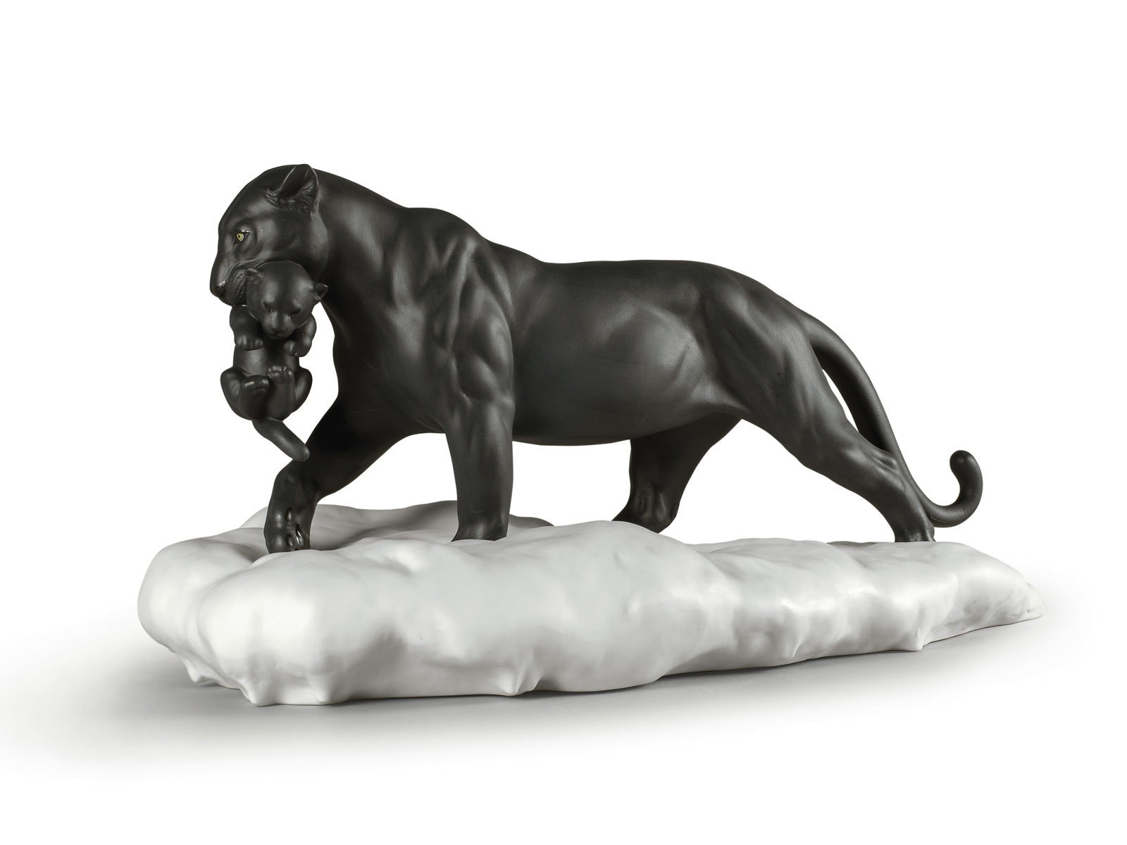 Lladro Black Panther With Cub
