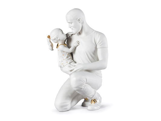 Lladro In Daddy's Arms - Re-Deco White & Gold