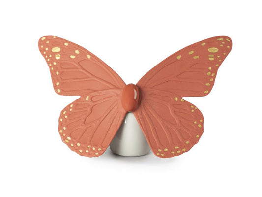 Lladro Butterfly - Coral & Gold