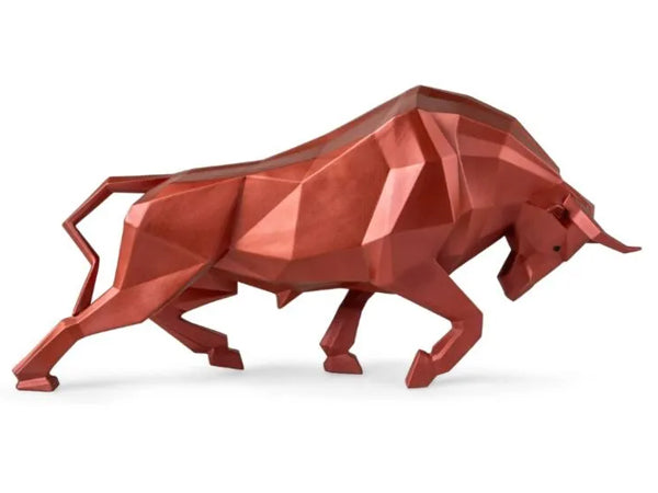 Lladro Bull Sculpture Metallic Red