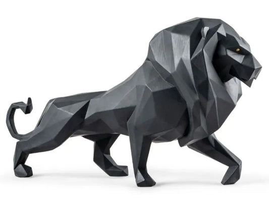 Lladro Lion Sculpture Matte Black