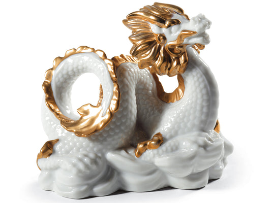Lladro The Dragon - White & Gold