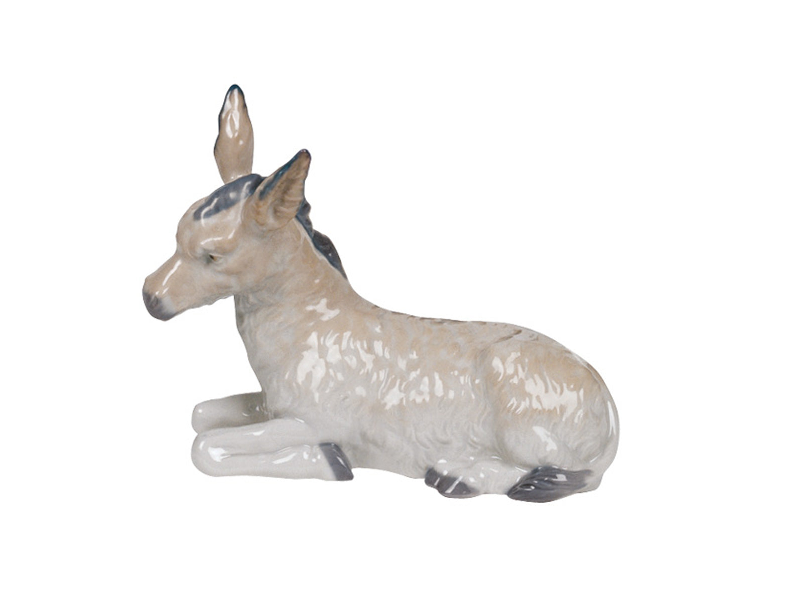 This is adorable sculpture of a Donkey comes in a shiny grey with fine details, it is a perfect addition to a Nativity or Animal Nao collection.