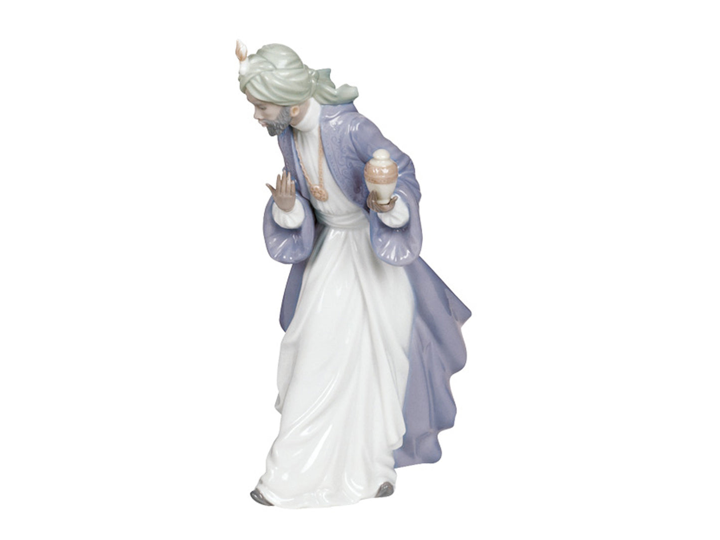 The King of Balthasar is one of the 3 kings to visit Baby Jesus on the night of his birth. Add the gift of Myrrh to your nativity scene this Christmas.