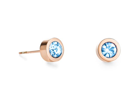 Coeur De Lion Rose Gold & Aqua Stud Earrings