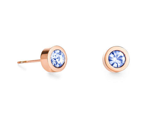 Coeur De Lion Rose Gold & Light Blue Stud Earrings