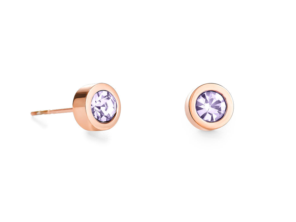 Coeur De Lion Rose Gold & Lilac Stud Earrings