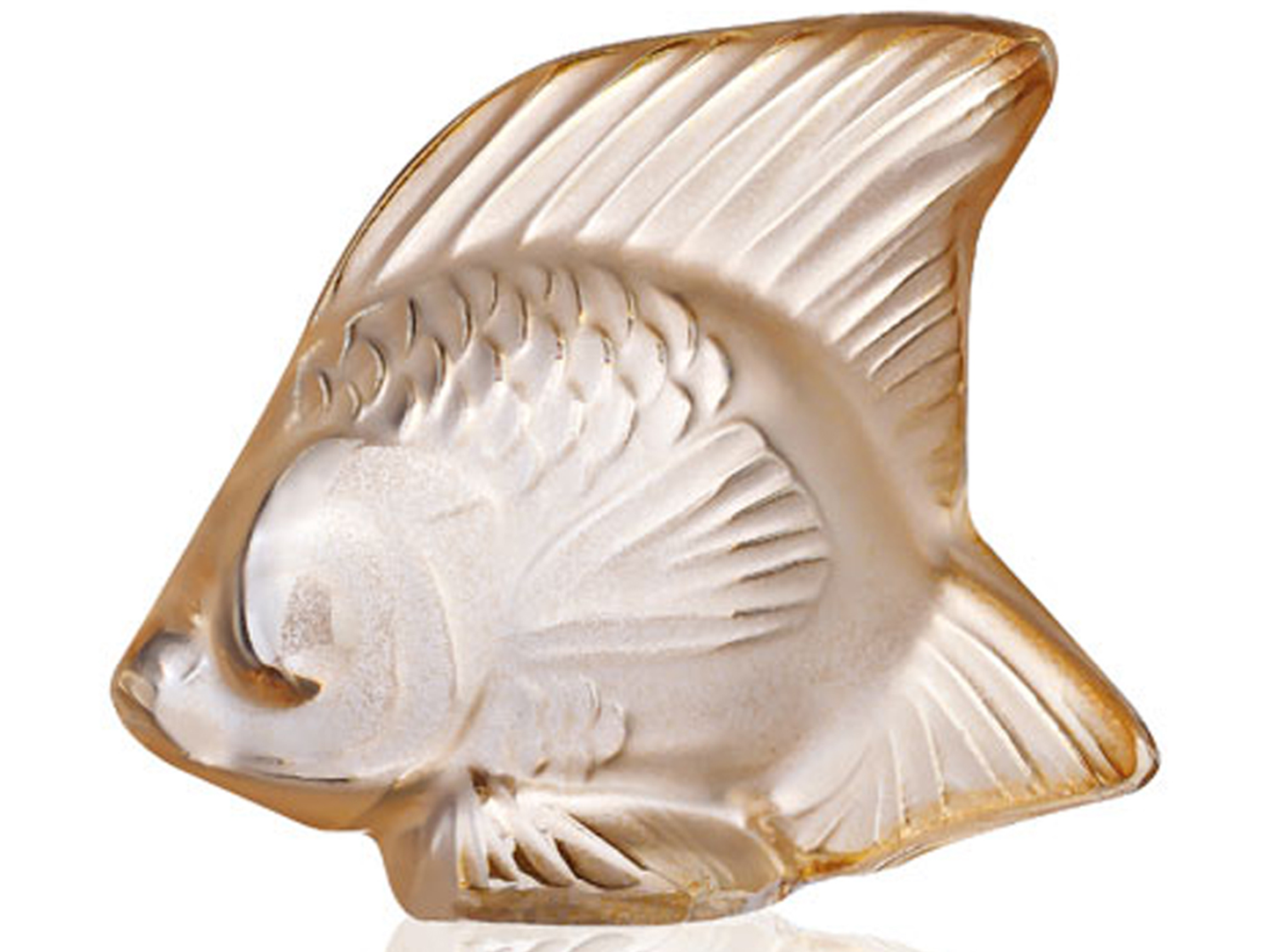 Lalique Crystal Seal Fish Gold Luster