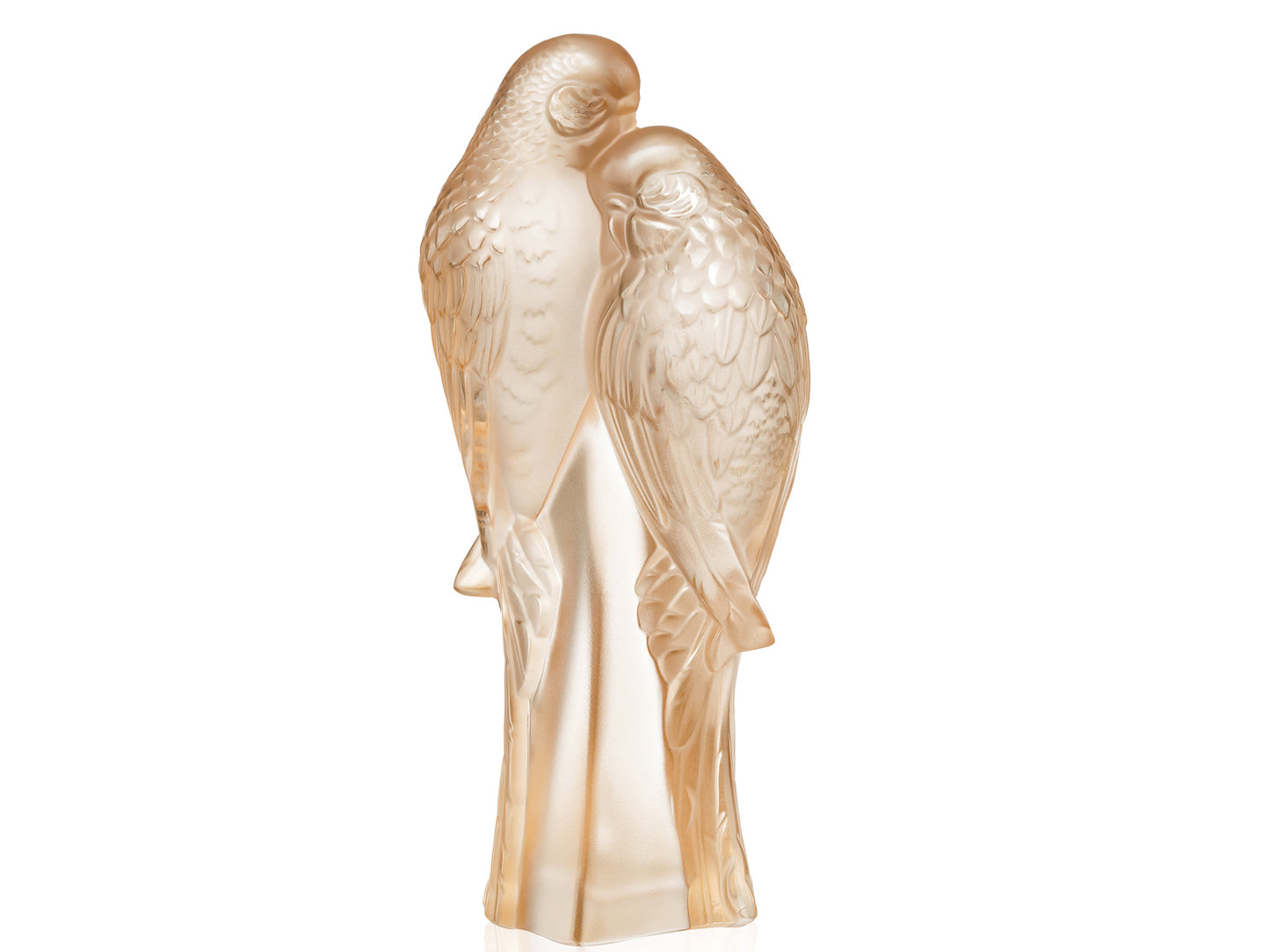 Lalique Two Parakeets Figure - Gold Luster