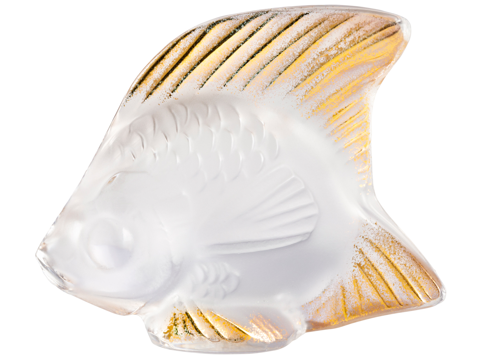 Lalique Crystal Clear and Gold Seal Fish