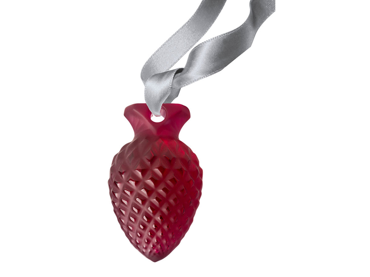 Lalique Christmas Pine Cone Ornament - Red