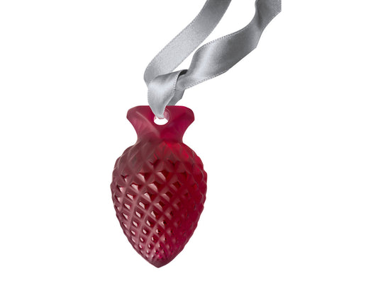 Lalique Christmas Pine Cone Ornament - Red