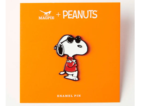 Shop the Joe Cool Snoopy enamel pin with sunglasses. A classic Peanuts pin for jackets, bags and hats—perfect gift for fans and collectors.