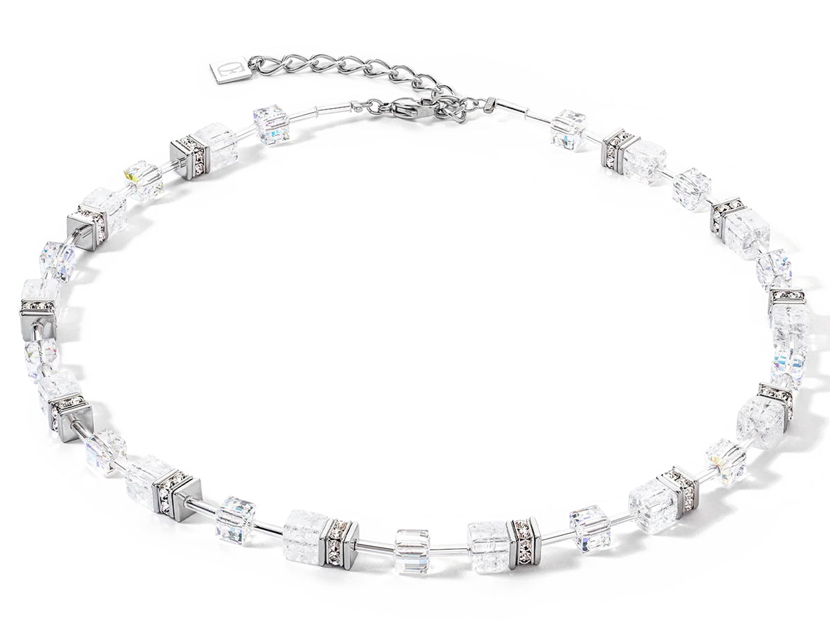 Coeur De Lion Geocube® Silver & White Nature Necklace