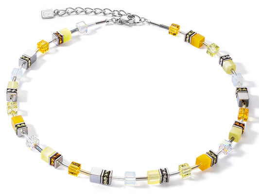 Coeur De Lion yellow geocube necklace 42 cm length