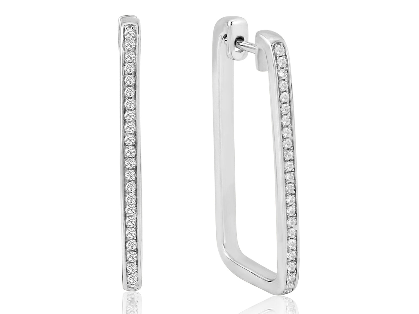 Waterford Jewellery Silver Stirling Rectangle Hoops with Zirconia Stones