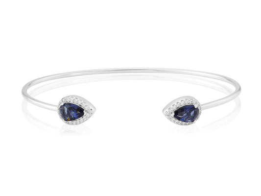 Waterford Jewellery Silver Bangle with Created Sapphire & Crystal