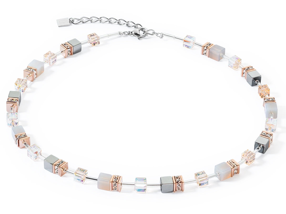 Coeur De Lion Geocube® Precious Rose Gold & Peach Necklace