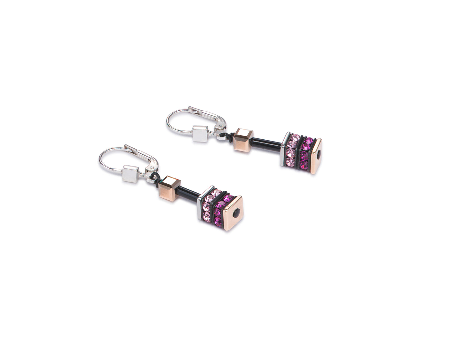 Coeur De Lion Geocube® Mini Dark Rose Drop Earrings