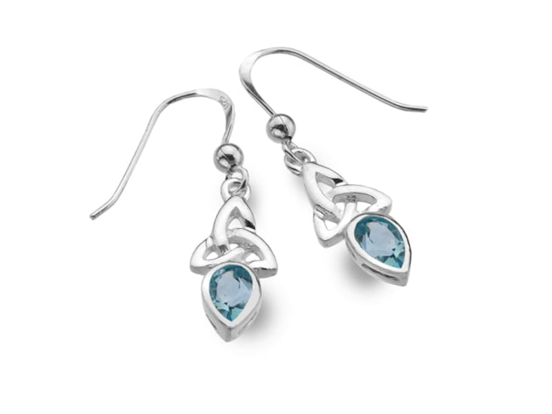 Celtic March Birthstone Earrings - Aquamarine (Blue Topaz)