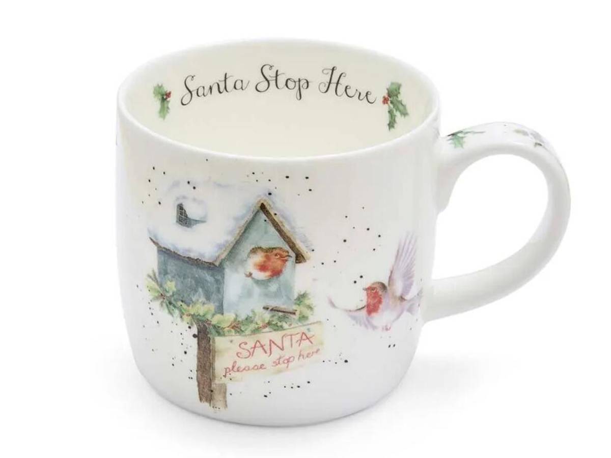 Royal Worcester Wrendale Christmas Collection Mug - Santa Stop Here