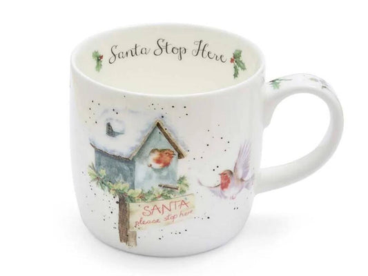 Royal Worcester Wrendale Christmas Collection Mug - Santa Stop Here