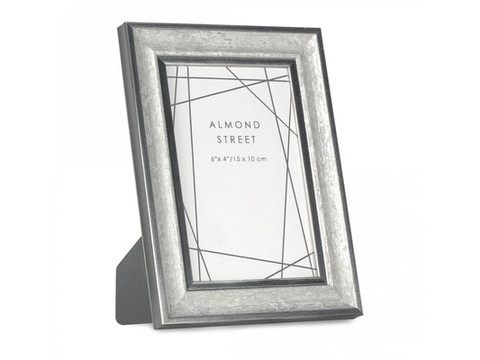 A rectangular silver moulded photo frame