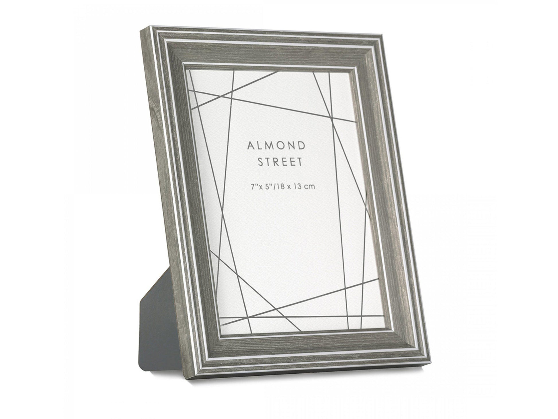 A dark grey and white moulded photo frame