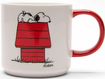 This adorable Magpie mug is decorated with the beloved Snoopy from the Peanuts comic strip, snoozing on his signature red-roof home & features a matching red handle. The back of the mug reads 'I think I'm allergic to mornings', so if you aren't a fan of early rising, this mug may just be your cup of tea!