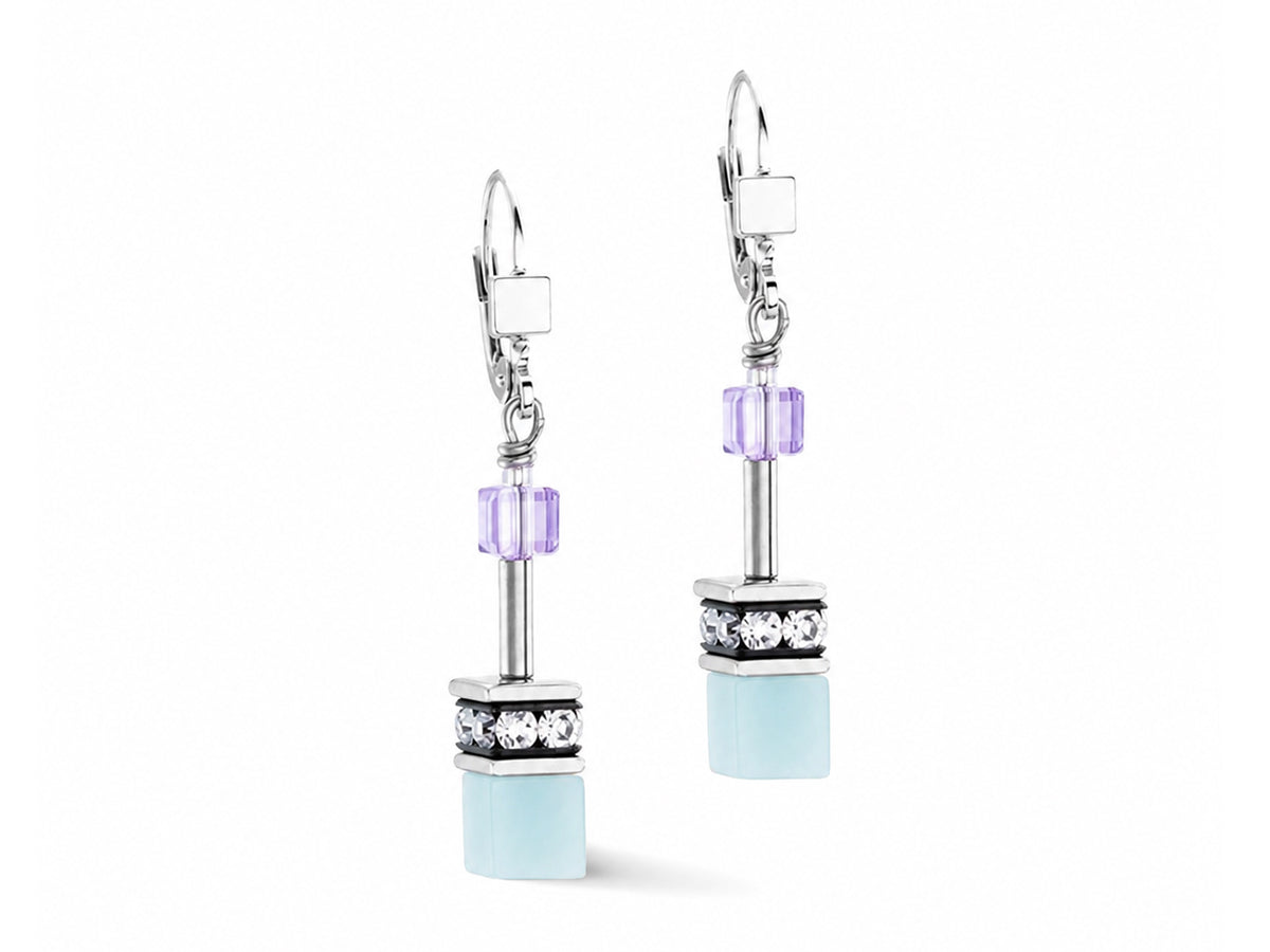 Coeur De Lion Geocube® Aqua & Lilac Geo Cube Earrings